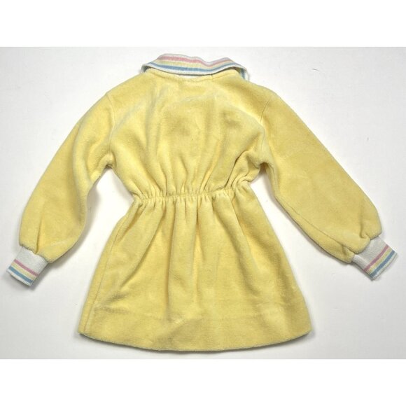 VTG 80s IZOD Lacoste Intant 18mos Yellow Terry Cloth L/S Collared DRESS EUC - Picture 3 of 8